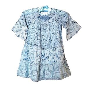 Charabia Cotton Children’s Dress Blue Floral Size 6A